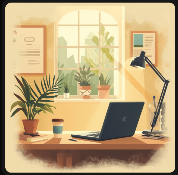 Leonardo.Ai generated home office image for our comparison test